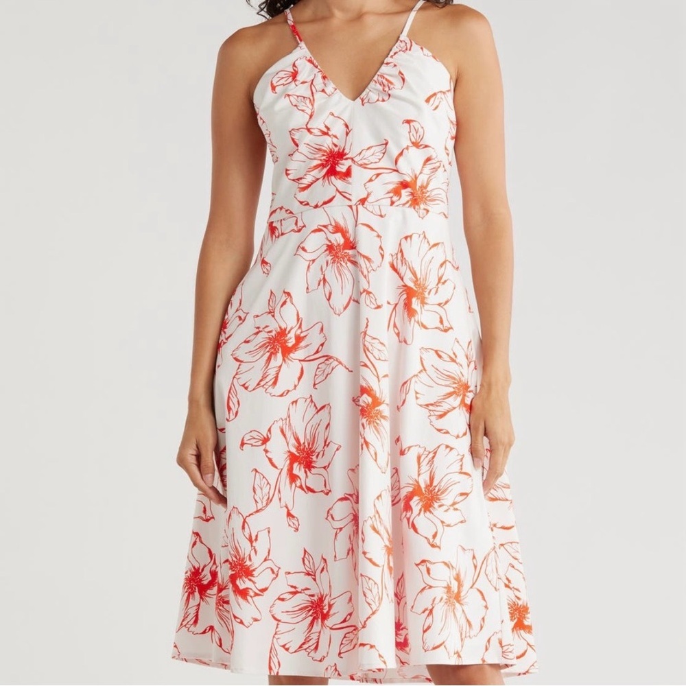 NWT Hutch ‘Teyana’ Mini Dress in “White & Red Crosshatch Floral” Size 00